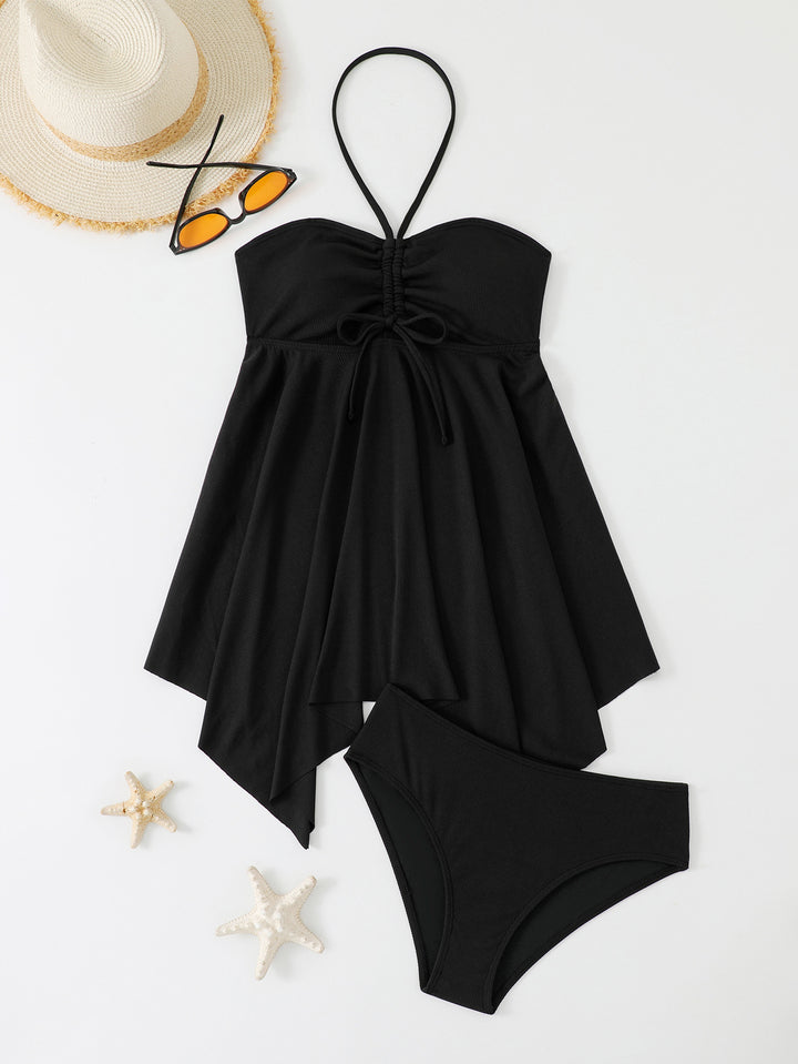 Dame Bandeau-Tankini-sæt med smart vikkedesign og justerbare stropper Stilla