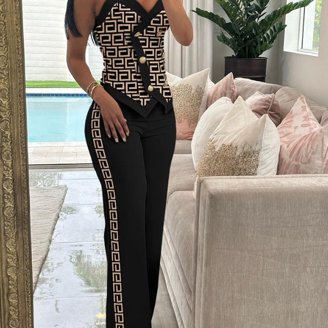 Dame elegant top med gyldne knapper og smal pasform Stilla
