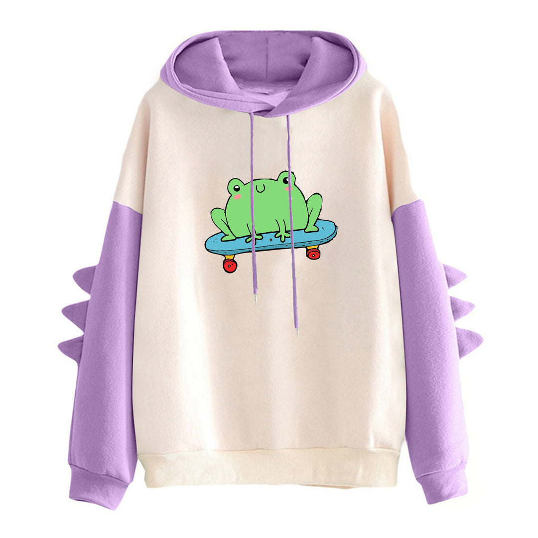 Dame hoodie med fed frødesign Stilla