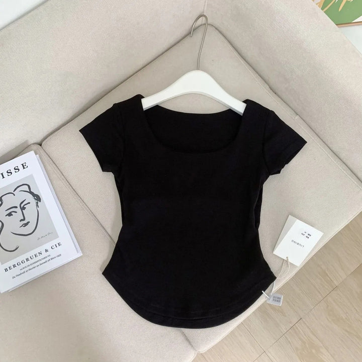 Femme Basic Rundhalet Bomulds top Stilla