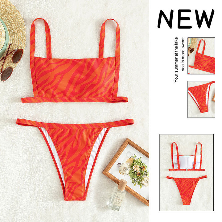 Dame triangel-bikini med justerbare stropper og sporty snit Skovae