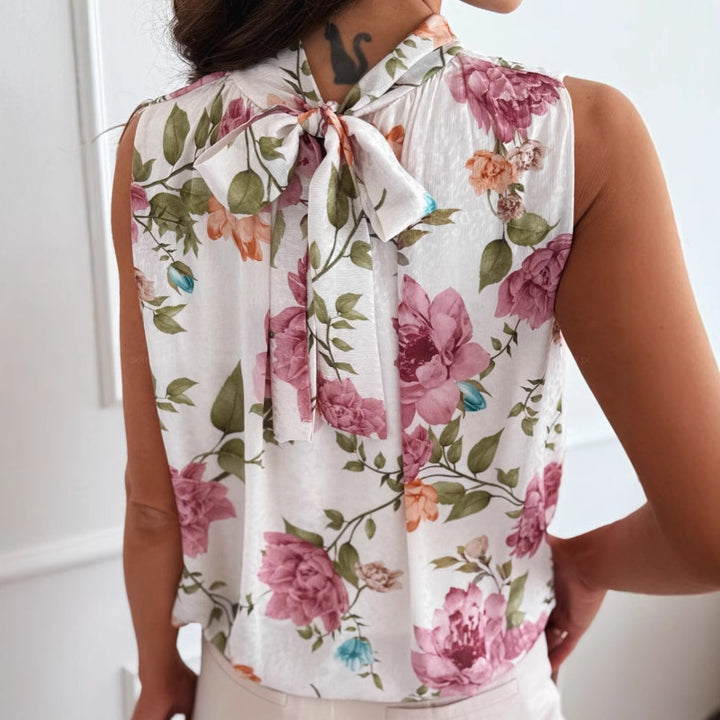 Kvinde Floral Print Højkrave Bluse Stilla