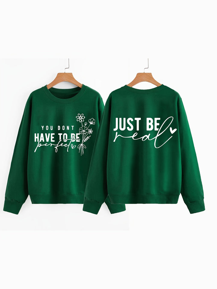 Kvinders afslappede sweater med inspirerende budskaber Stilla