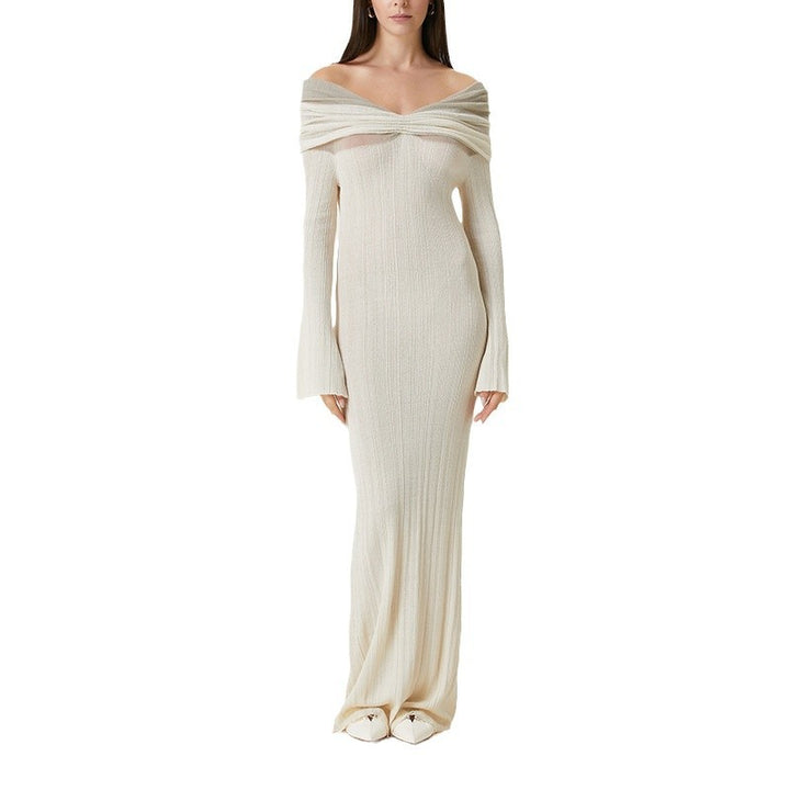 Dame Figurtilpasset Aftenkjole med Off-Shoulder Design og lange Ærmer Stilla