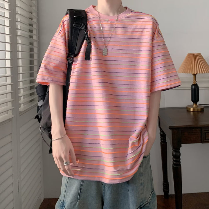Unisex afslappet stribet T-shirt med oversized pasform Stilla