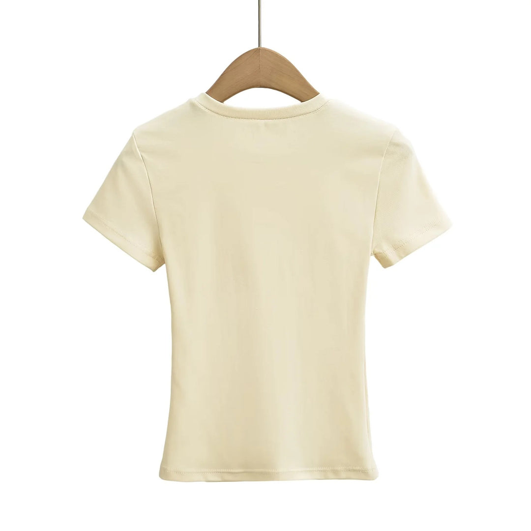 Damer figursyet Basic-T-shirt lavet af åndbart bomuldsblanding med rund halsudskæring Stilla