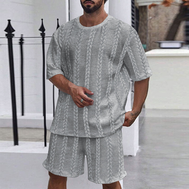 Herre afslappet strik sæt med oversized T-shirt og shorts Stilla