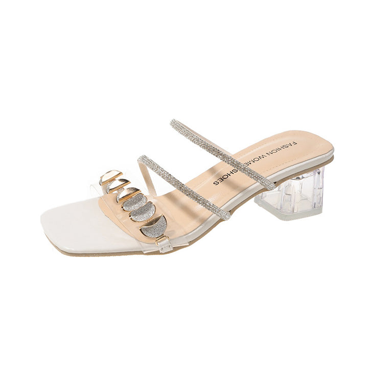 Dame transparente hæle sandaler med funkledende strass-boost Stilla