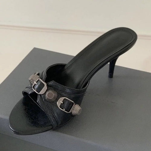 Femme Open-Toe Slide Mules med dekorative spænde accenter Stilla