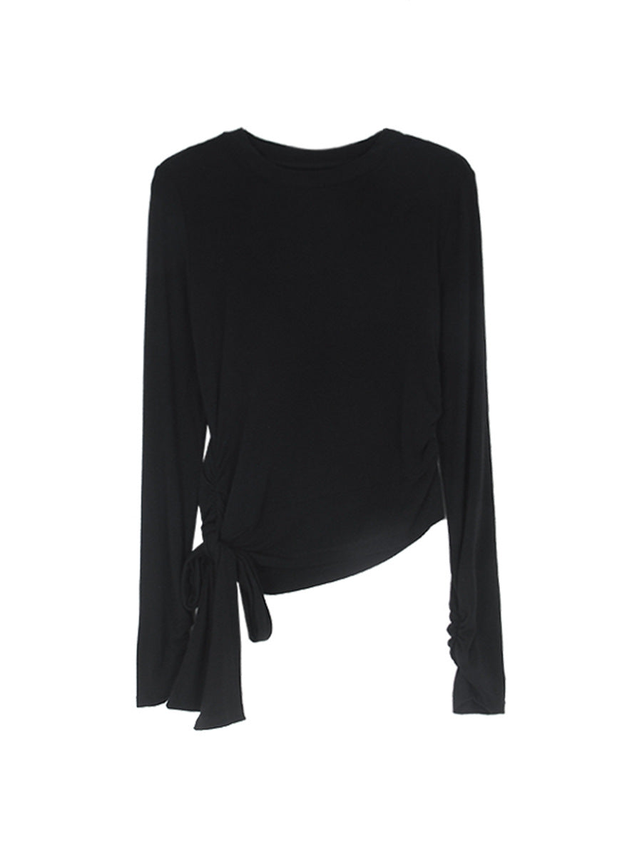 Dame Longsleeve Shirt med elegant rund halsudskæring og figursyet snit Stilla