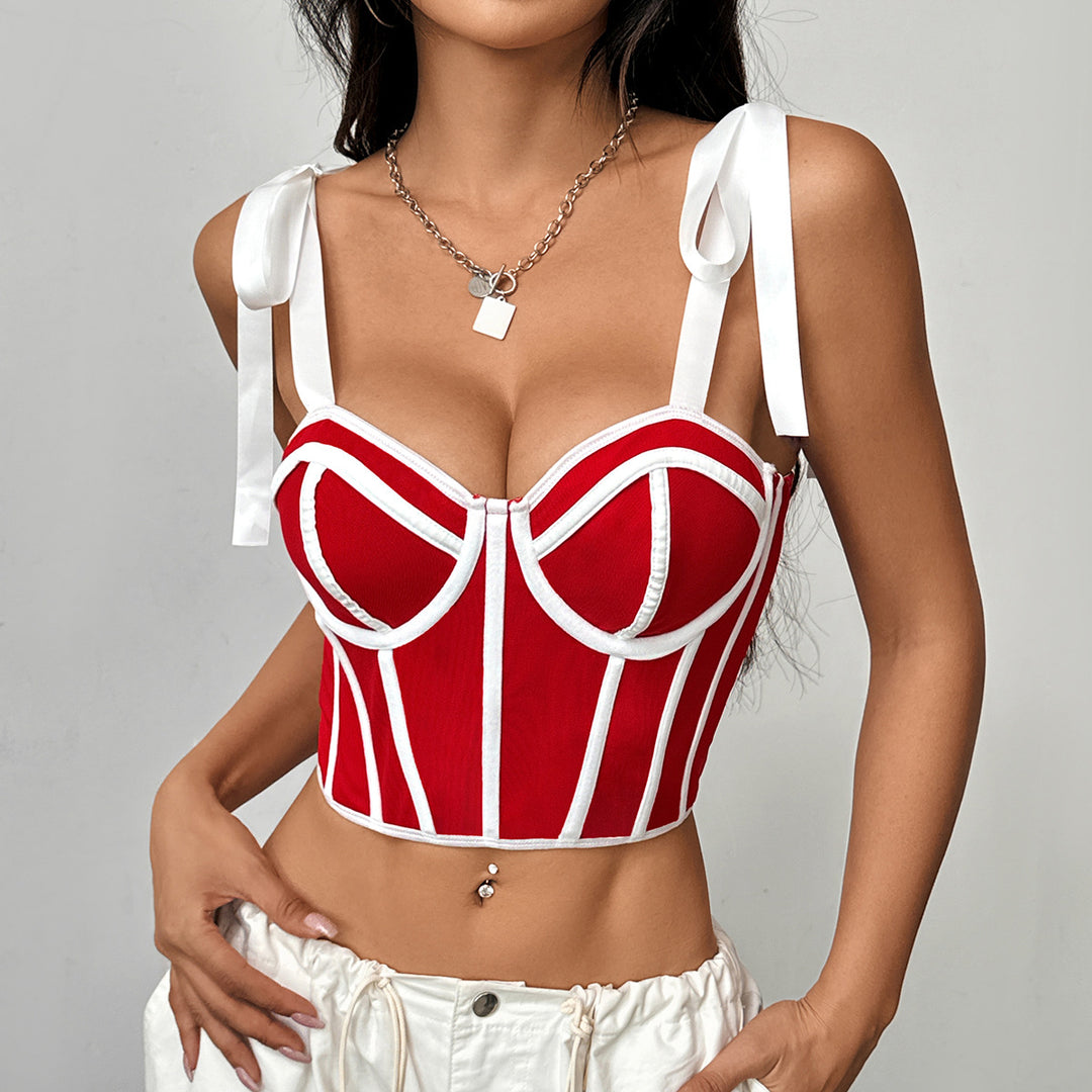 Dame Bustier-top med satin-sløjfer Stilla
