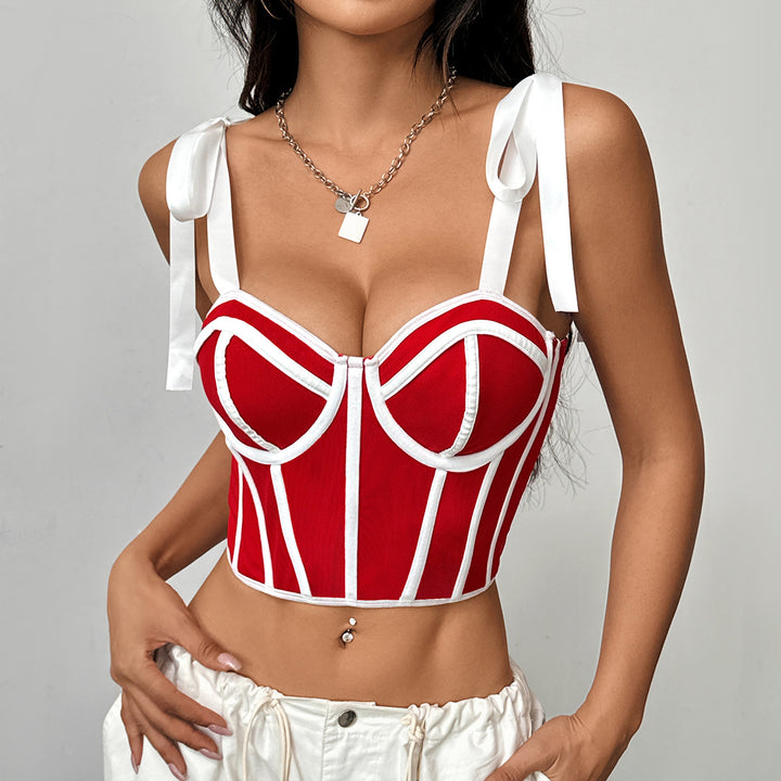 Dame Bustier-top med satin-sløjfer Stilla
