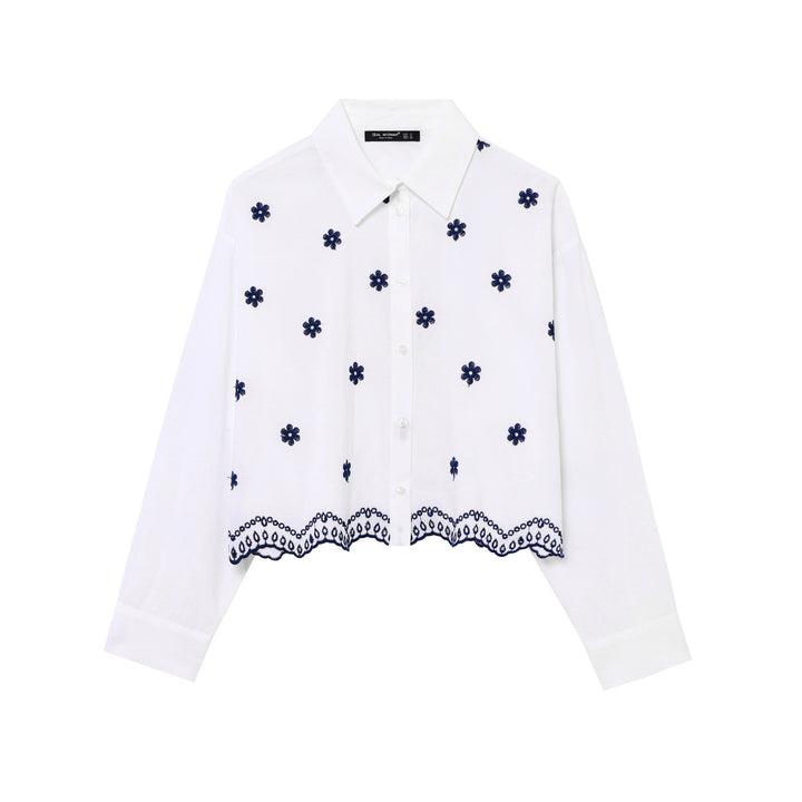 Femme Forkortet Besticket Button-Up Bluse Stilla