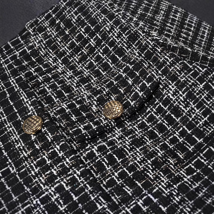 Dame Tweed-blazer med gyldne knapper og struktureret design Stilla