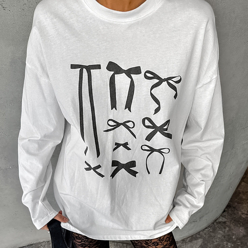 Dame sweatshirt med moderne sløjfe-print og afslappet pasform Stilla