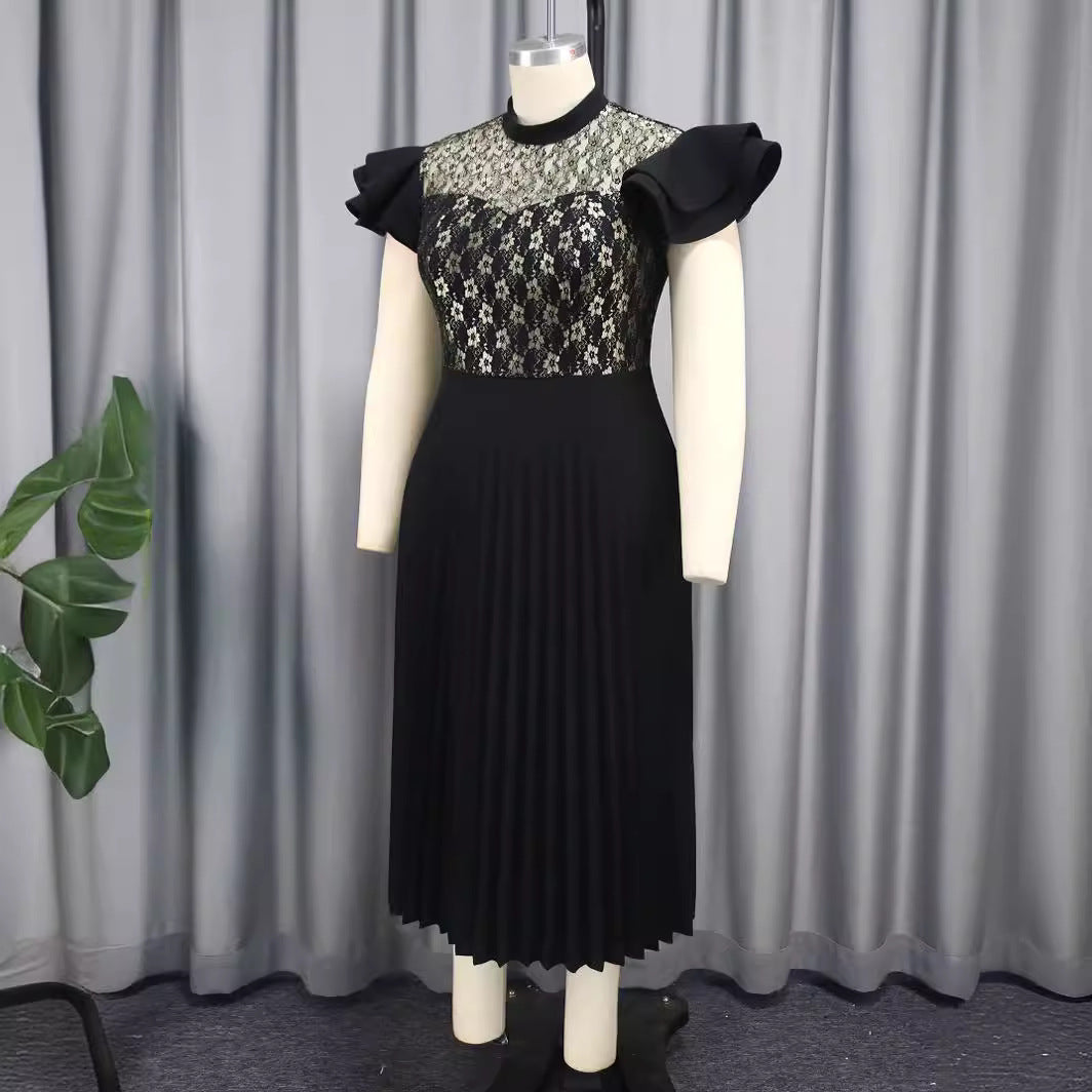 Dame Elegant plissékjole med blomster-spidsetop Skovae