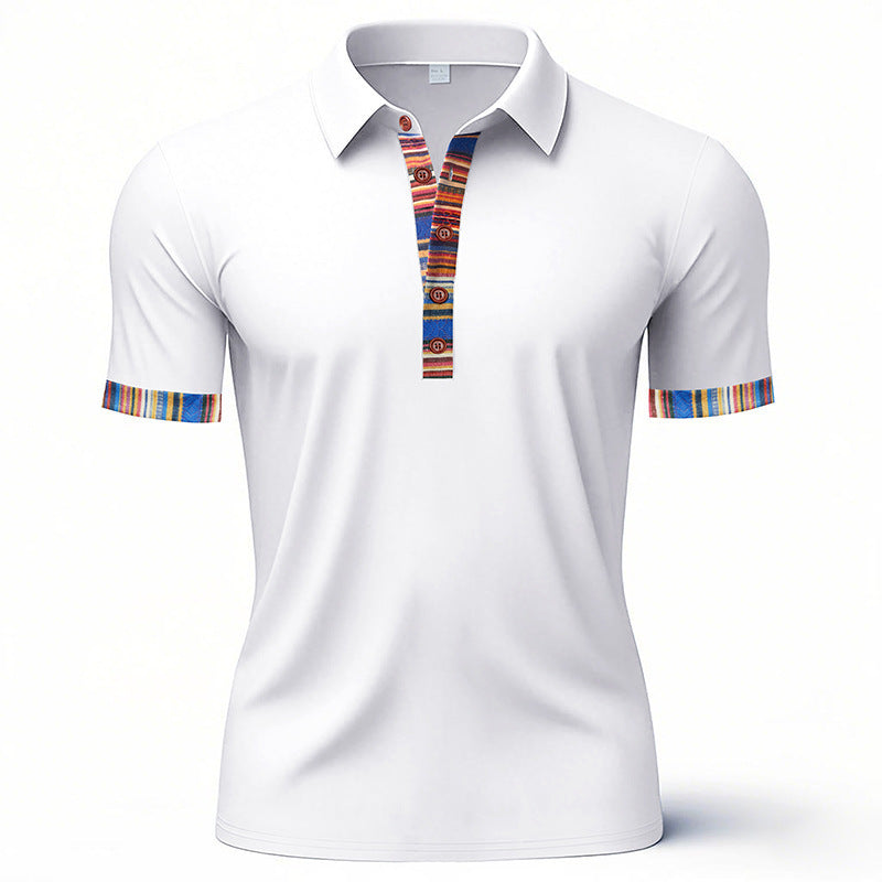 Herre polo shirt med farverig krave og ærmekant Stilla