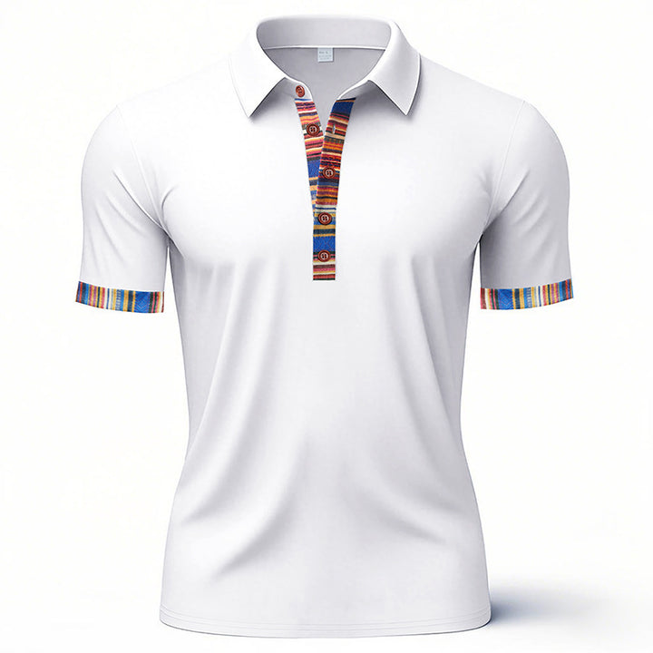 Herre polo shirt med farverig krave og ærmekant Stilla