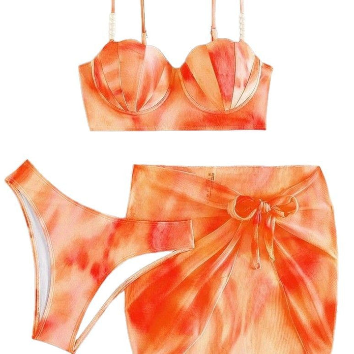 Dame Triangel-Bikini-Sæt med moderigtigt top og sarong Stilla