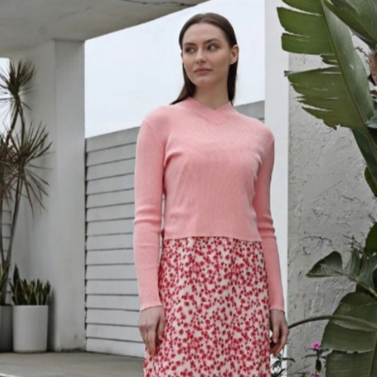Dame maxikjole med blomsterdesign og svajende skørt Stilla