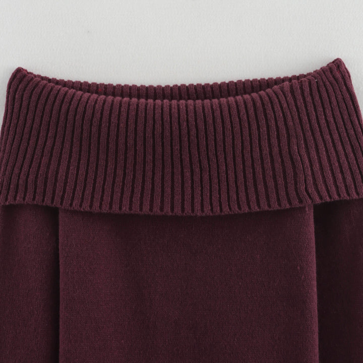 Femme Off-Shoulder Strikpullover med ribbede kantdetaljer Stilla