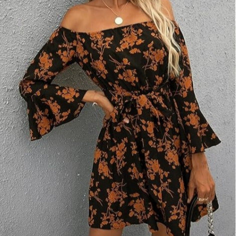 Kvinders Off-Shoulder Kjole med Farverigt Mønster Stilla