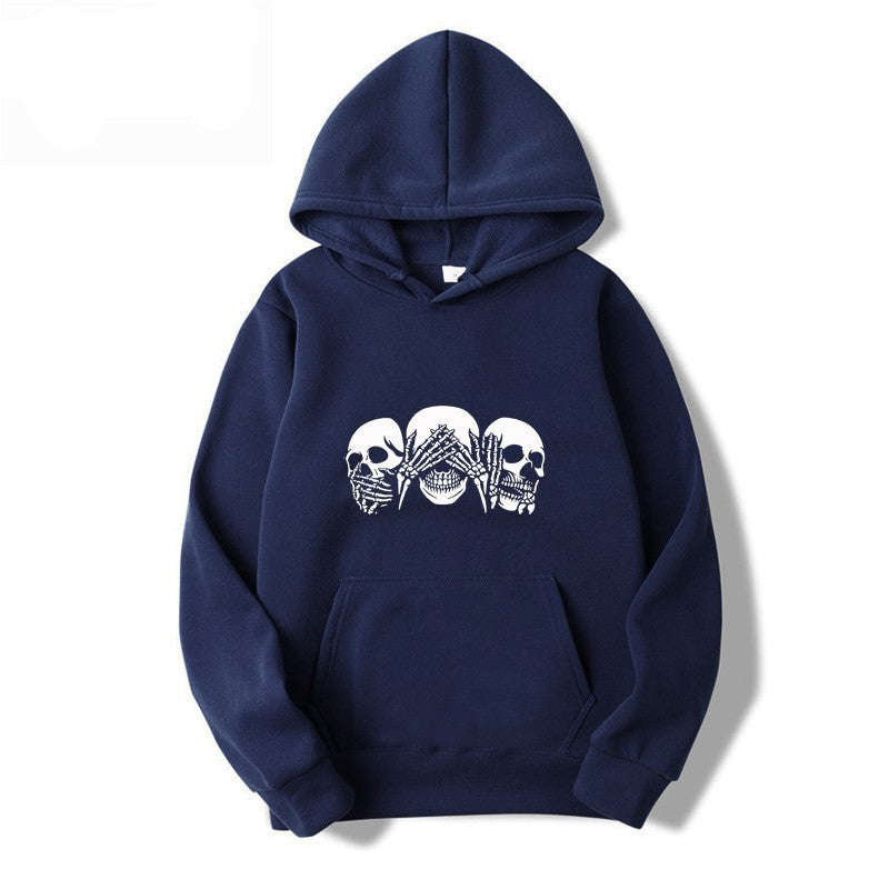 Kvindernes hoodie med kunstnerisk kranie design Skovae