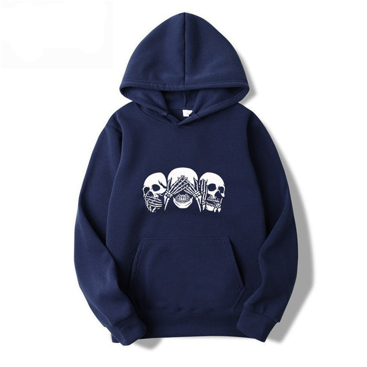 Kvindernes hoodie med kunstnerisk kranie design Skovae