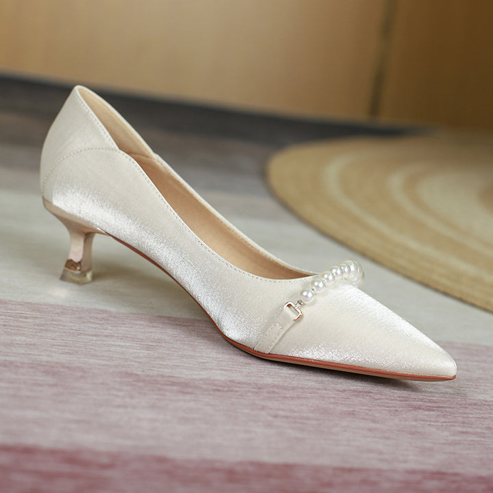 Dame elegante spidse pumps med høje hæle og perle accent Stilla