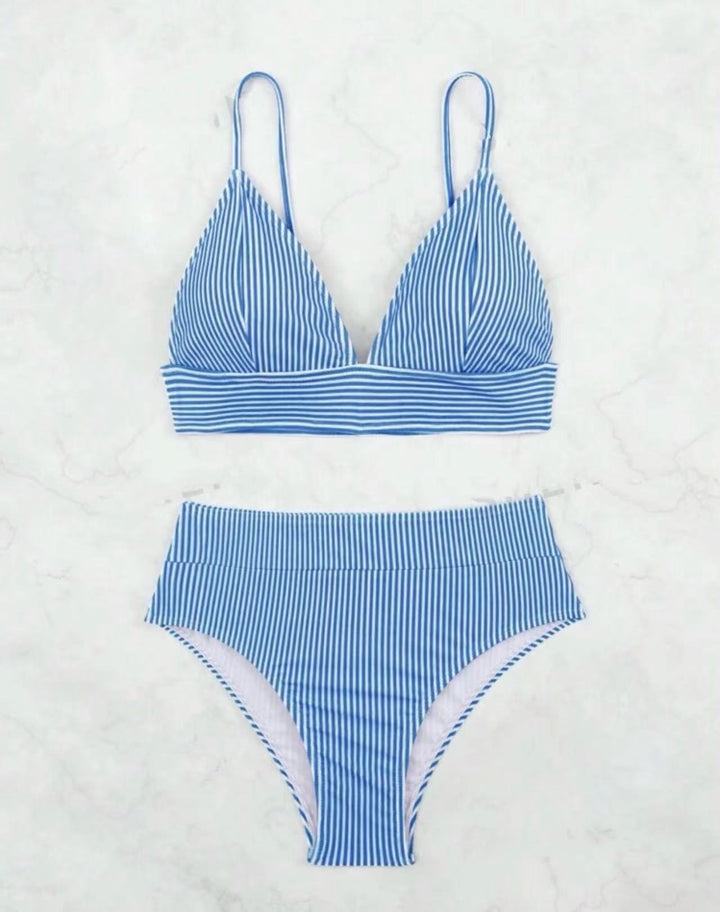 Kvinder stribet høj taljet bikini sæt Stilla