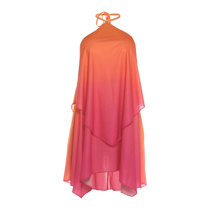 Dame luftig, asymmetrisk strandkjole med chiffon-effekt Skovae