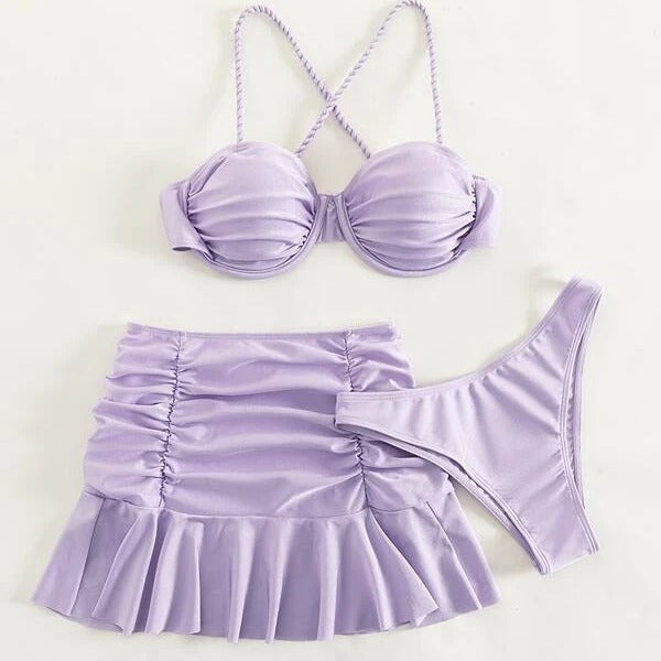 Femme Stilfuldt Raffineret Bikini-overdel og Nederdel-sæt Stilla
