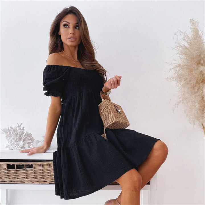 Damer Sommerligt Off-Shoulder Kjole med Volanter og dyb U-ringning Stilla