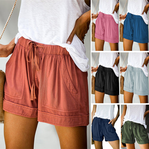 Dame Behagelige Sommer-shorts med elastisk talje og praktiske lommer Skovae