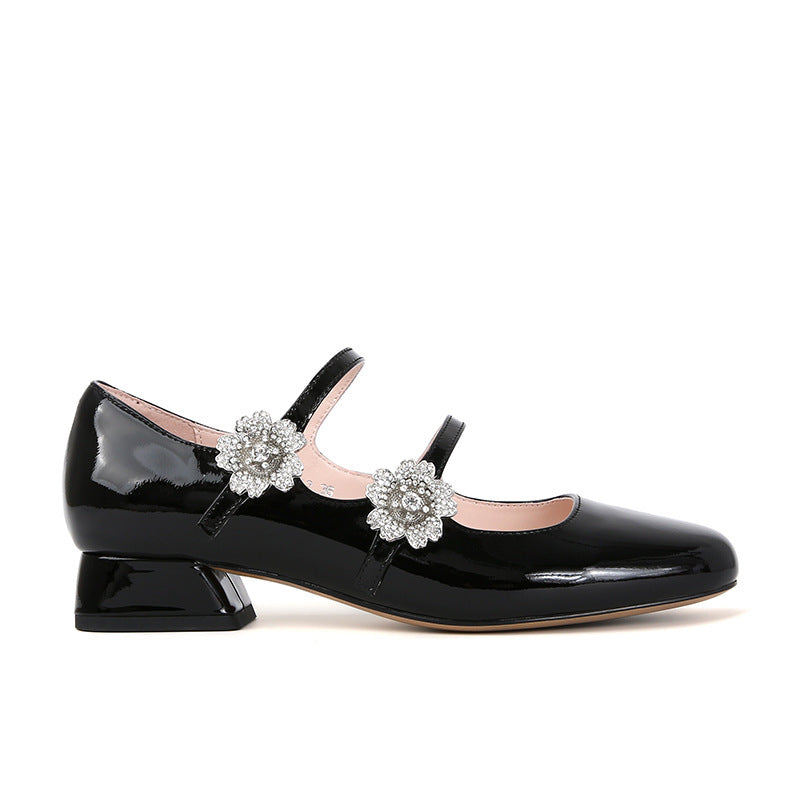 Dame Elegante Blomsterdekorerede Mary Jane Ballerinaer Stilla