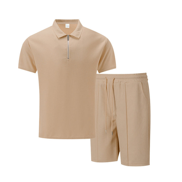 Herrer afslappet sportoutfit med standkrave og elastisk talje Stilla