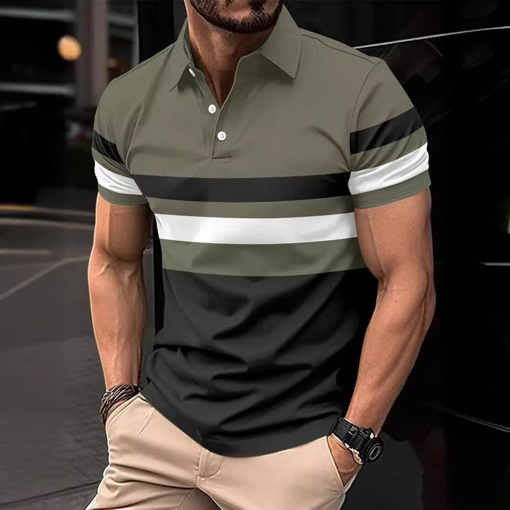 Herrer Trendy Stribet Aktiv Polo-Skjorte Stilla