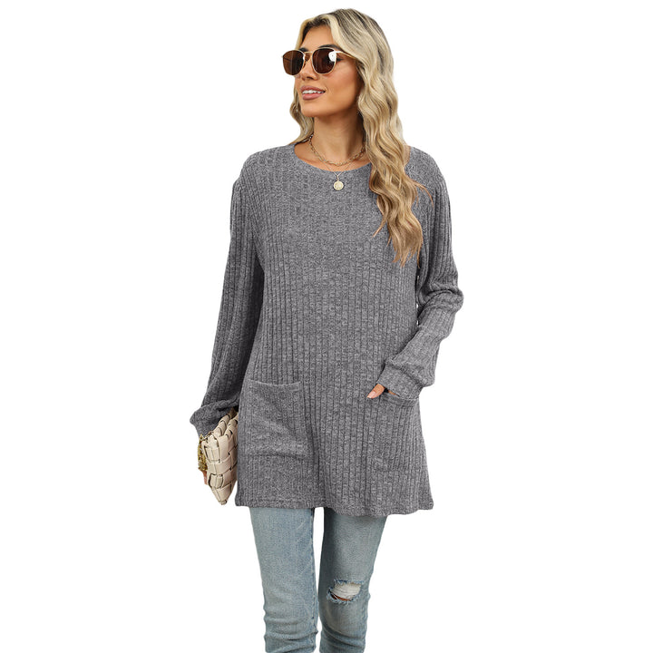 Dame Oversized Strikpullover med Sidelommer Stilla
