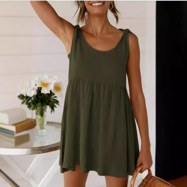 Damer Casual Sommer Mini Kjole med justerbare bindebånd Stilla