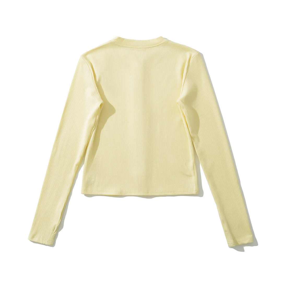 Femme Langærmet-Button-Up-Ribb-Top Stilla