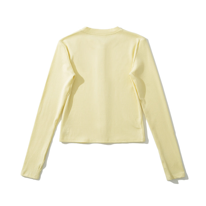 Femme Langærmet-Button-Up-Ribb-Top Stilla