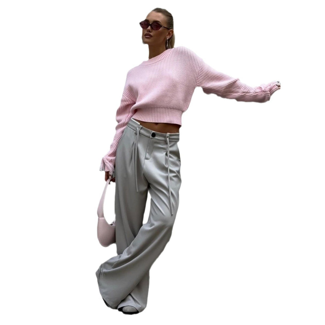 Kvinder Stilfuld Crop Sweater med Frynse Stilla