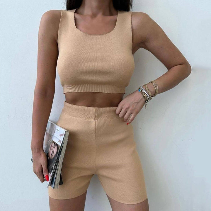 Dame Sporty Crop-Top og Shorts Sæt Stilla