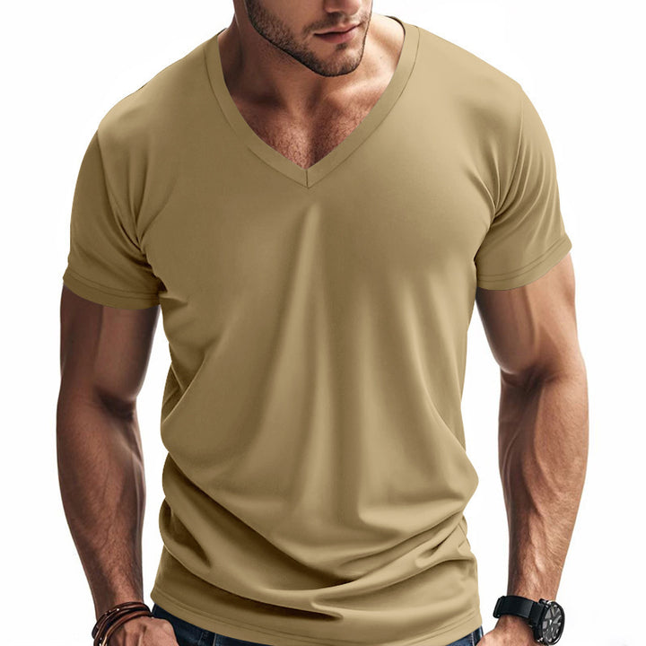 Herrer Sporty Kortærmet T-shirt med V-hals og funktionelt mesh-stof Stilla