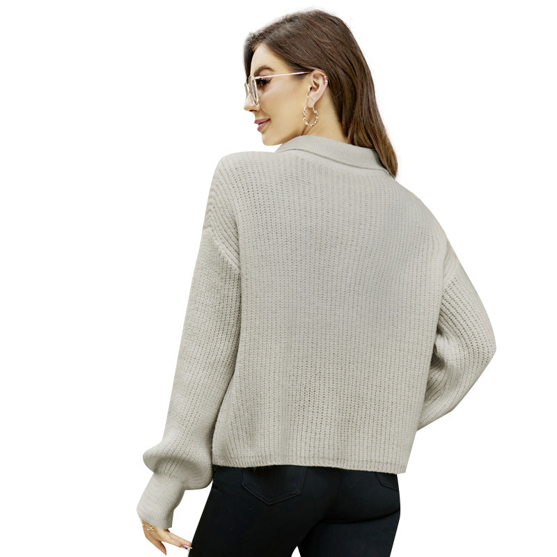 Dame sweater med moderne, struktureret design og klassisk krave Stilla