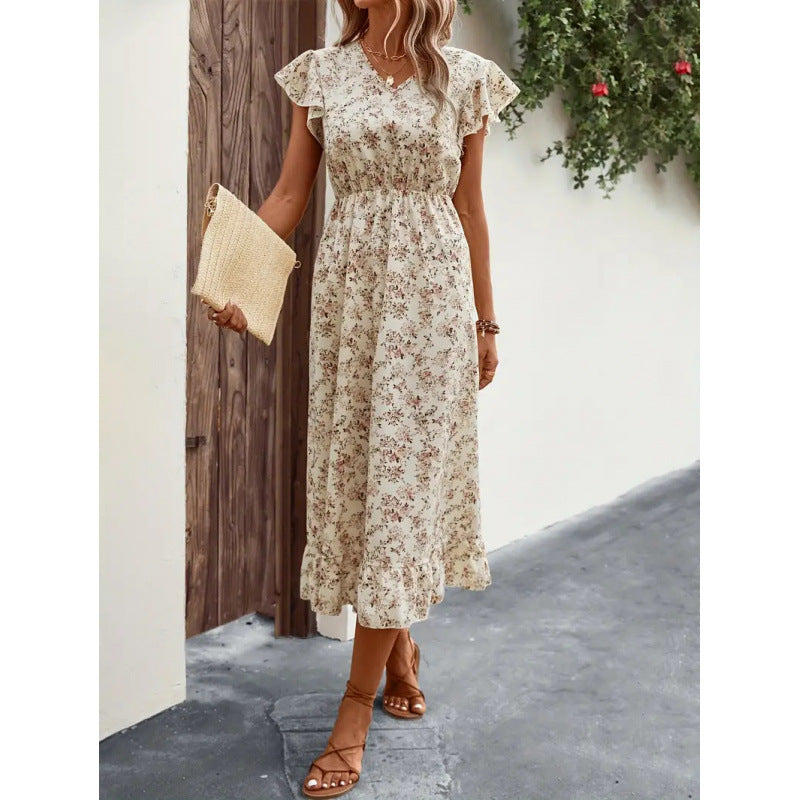 Dame Midi kjole med blomsterdesign Skovae