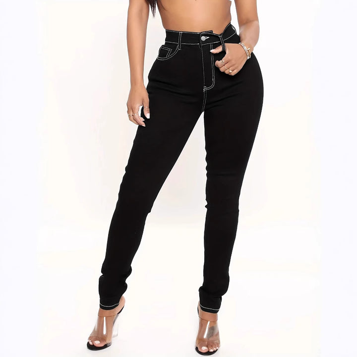 Dame Skinny Jeans med detaljeglad sommerfugledesign Stilla