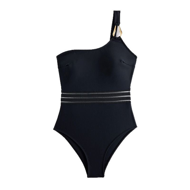 Dame asymmetrisk One-Shoulder heldragt badedragt Stilla