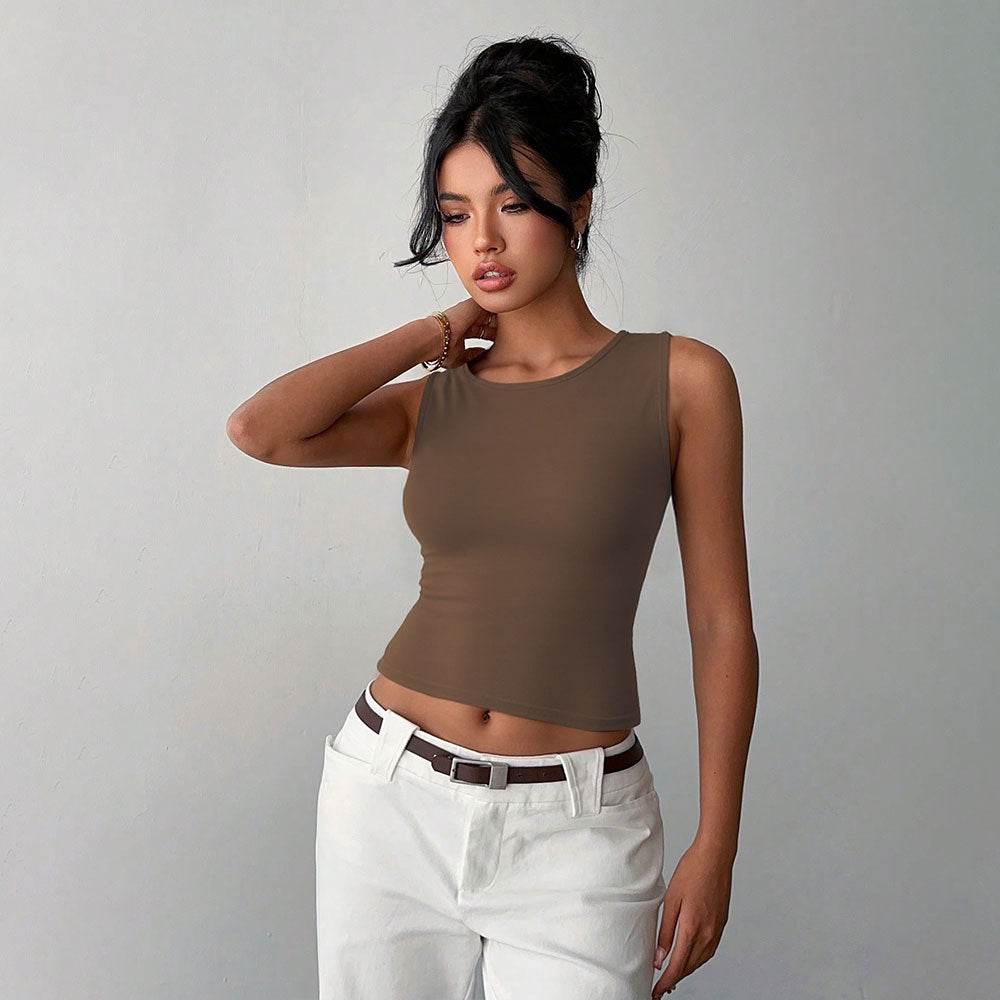 Kvinders crop top med en kropsnær pasform og klassisk rund halsudskæring Stilla