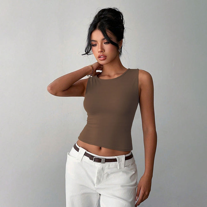 Kvinders crop top med en kropsnær pasform og klassisk rund halsudskæring Stilla